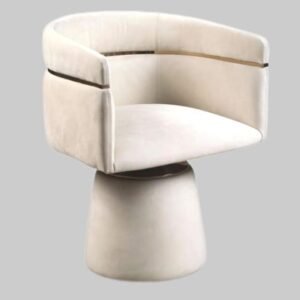 Marble Dining Table with Gold-Band Barrel Dining Chairs