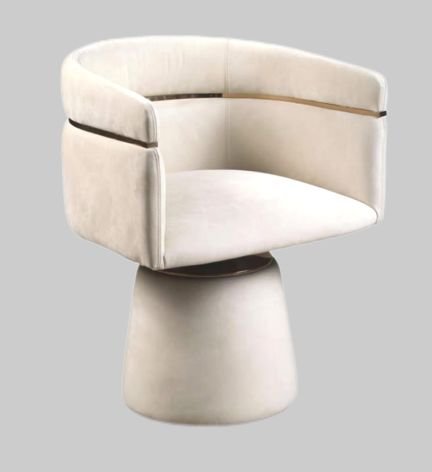 Marble Dining Table with Gold-Band Barrel Dining Chairs