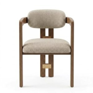 Two-Tone Sculptural Dining Chair & Dark-Green Marble Round Table